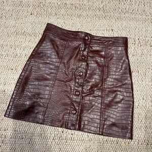 Blank NYC Chocolate Croc-Embossed Mini Skirt